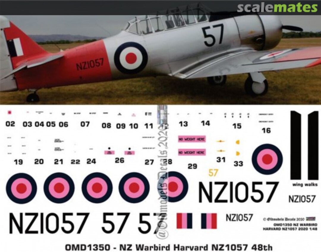 Boxart Warbird - Harvard NZ1057 OMD1350 Oldmodels Decals