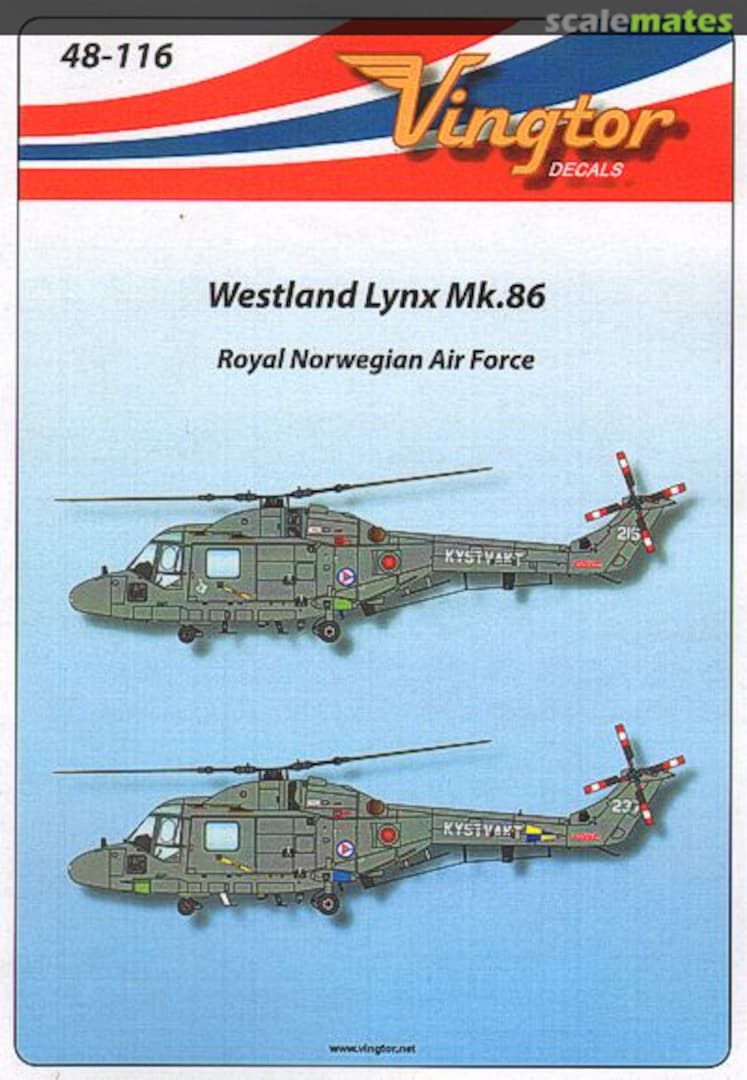 Boxart Westland Lynx Mk.86, RNoAF 48-116 Vingtor Decals