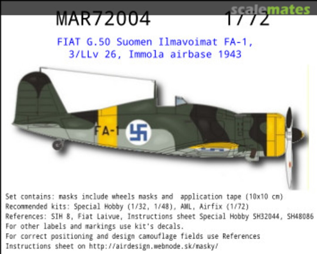 Boxart FIAT G.50 Suomen Ilmavoimat FA-1 MAR72004 AIRDESIGN.SK