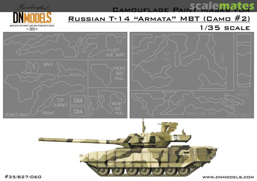 Boxart Camo Paint Masks for T-14 Armata MBT 1/35 (T-90 Style) 35/827-060 DN Models