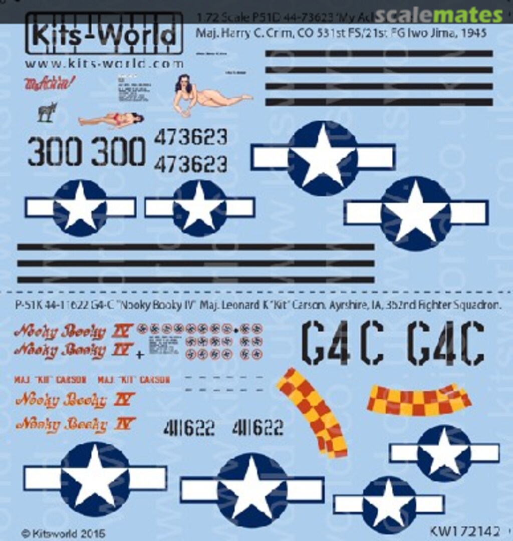 Boxart P-51D My Achin' (Ass) & P-51K Nooky Booky IV 72142 Warbird Decals