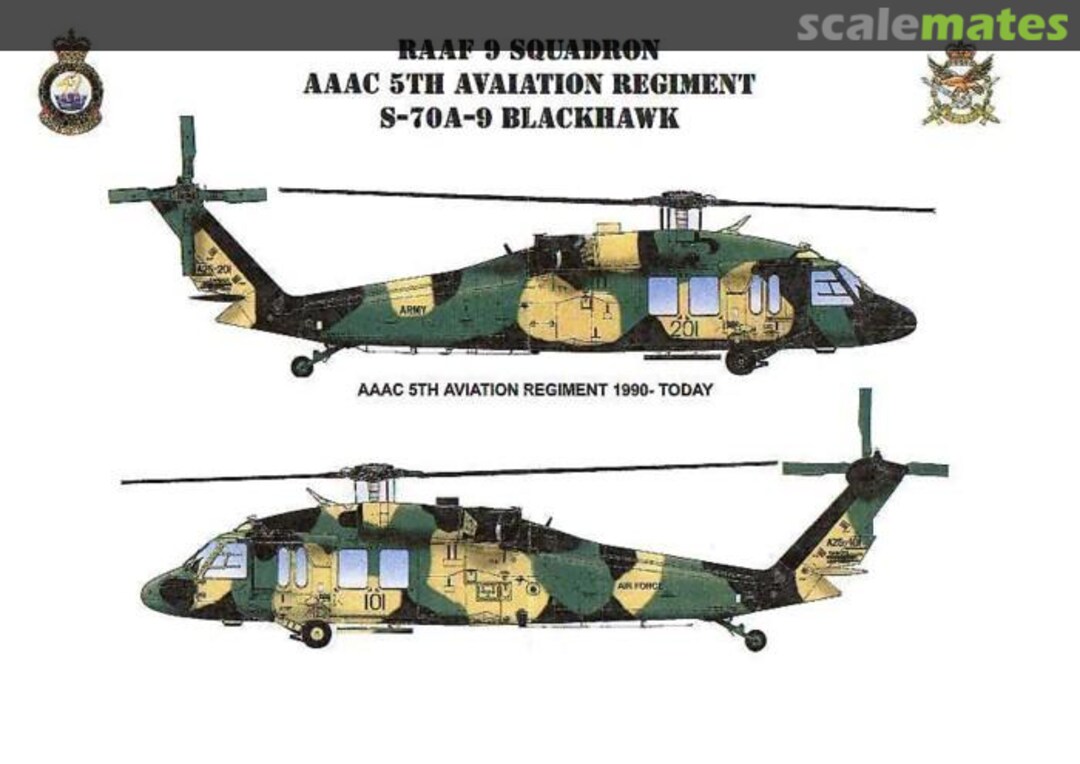 Boxart S-70A-9 Blackhawk RAAF 9 Sqn. /Army AAc 5th Aviation Reg Delivery Schemes AAF-017 Hawkeye Models