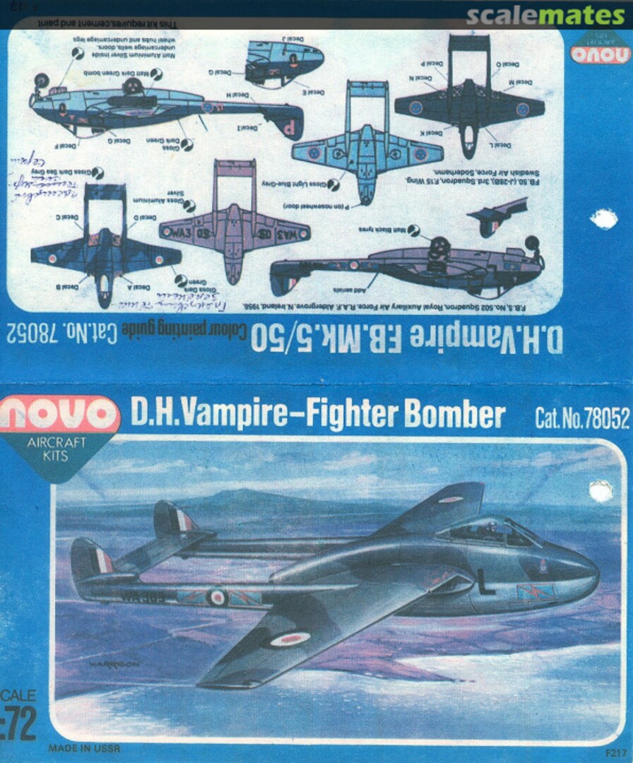 Boxart D.H.Vampire-Fighter Bomber 78052 BFI Baku Toys Factory (БФИ)