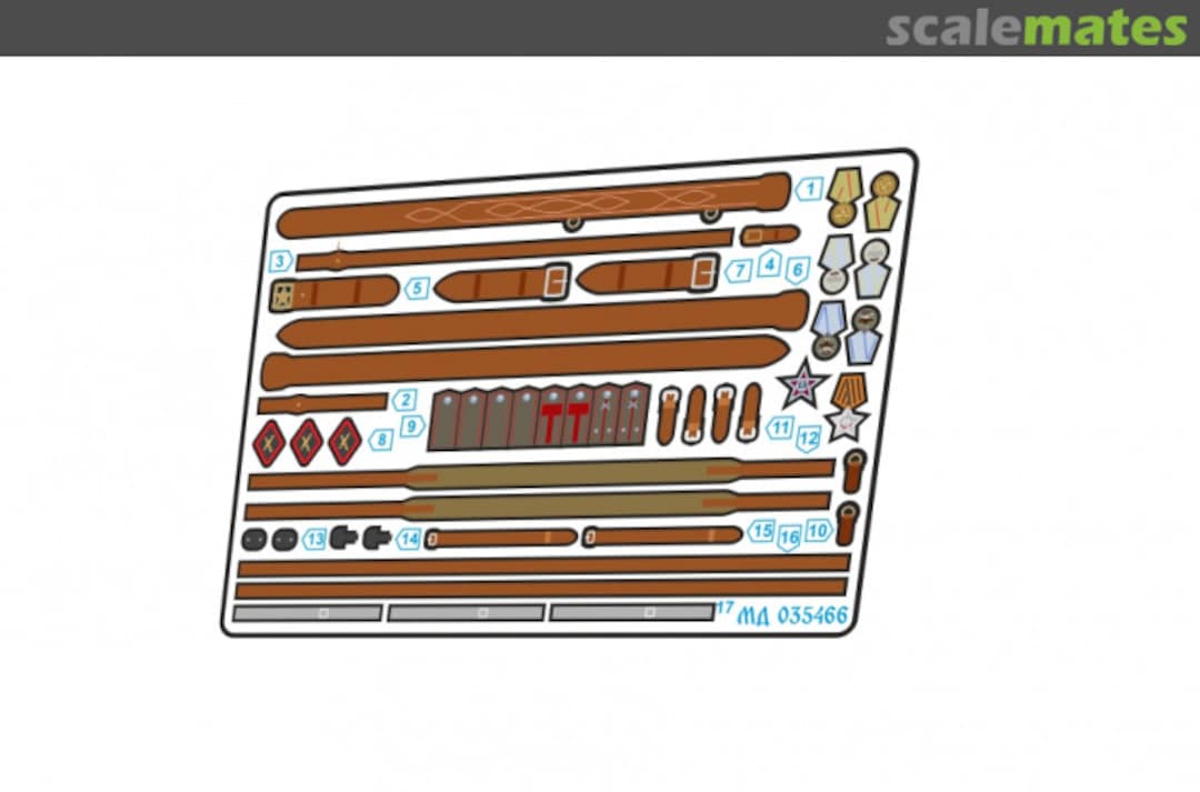 Boxart Belts, shoulder straps, medals of the crew of the artillery gun of the Red Army MD 035466 Microdesign