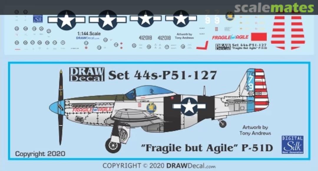 Boxart “Fragile but Agile” P-51D 44-P51-127 Draw Decal