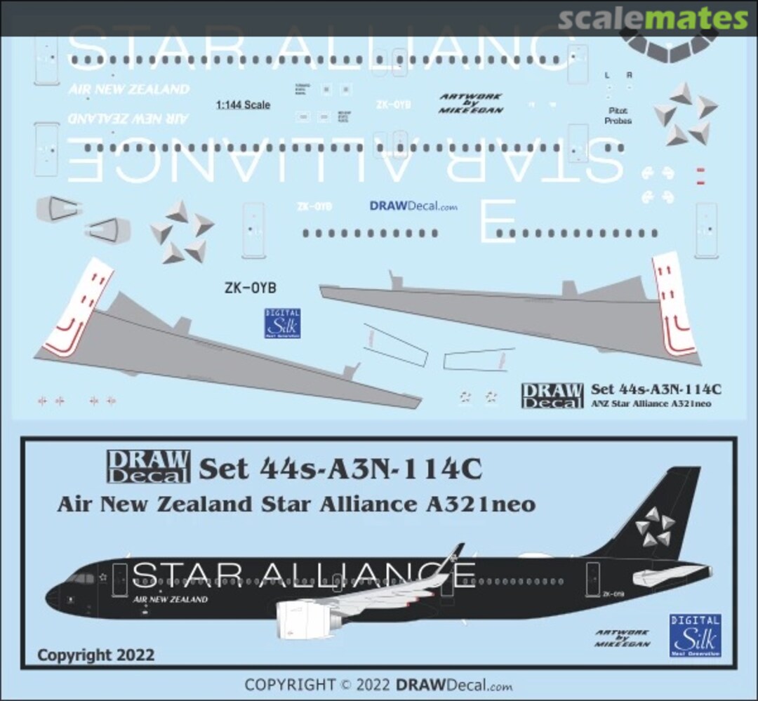 Boxart Air New Zealand Star Alliance A321neo 44-A3N-114C Draw Decal