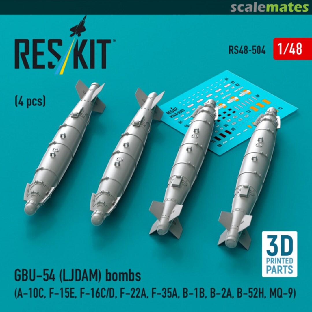 Boxart GBU-54 (LJDAM) bombs (4 pcs)  (3D Printed) RS48-0504 ResKit