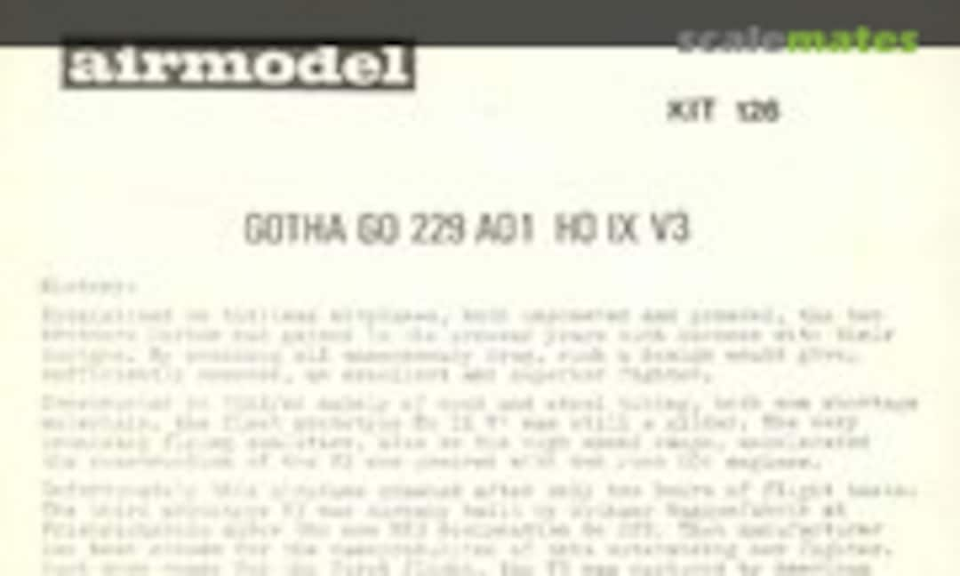 1:72 Gotha Go 229 AO1 HO IX V3 (Airmodel 126)