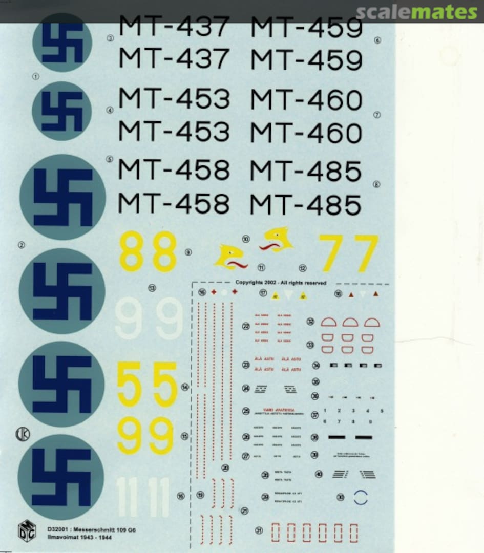 Boxart Messerschmitt Me109 G-6 Ilmavoimat 1943-44 D32001 Model Design Construction