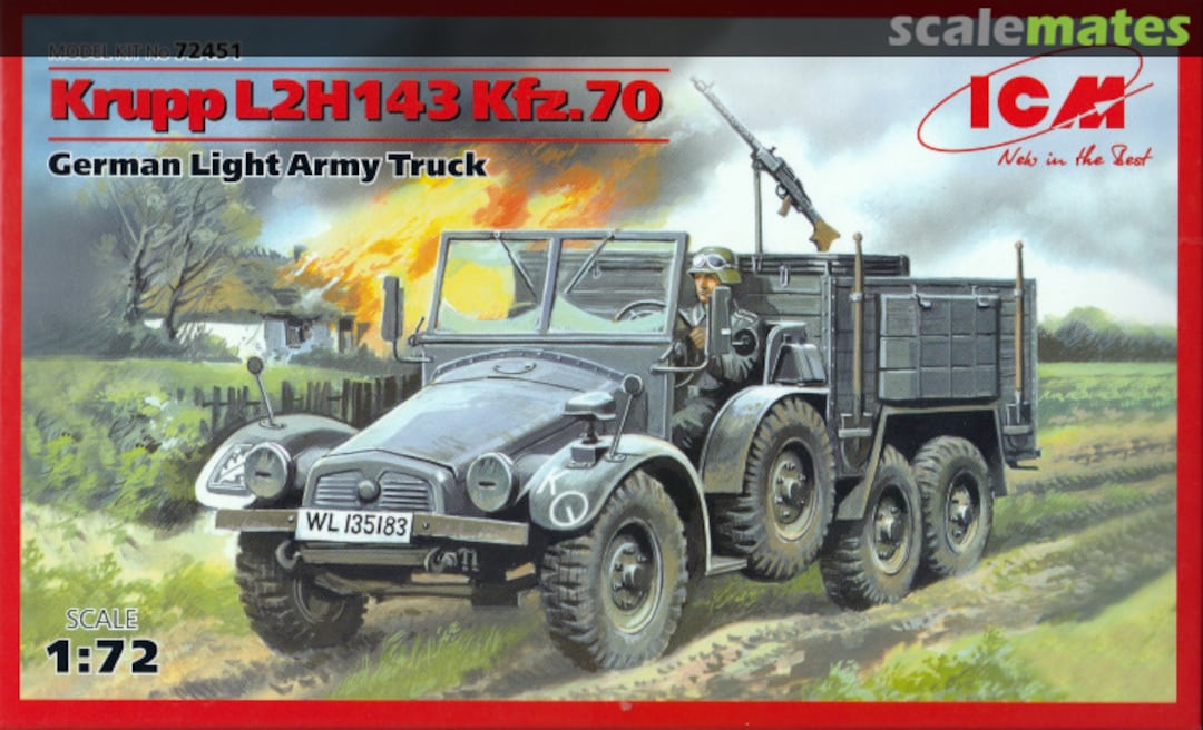 Boxart Kfz. 70 Mannschaftskraftwagen Krupp L2H143 72451 ICM