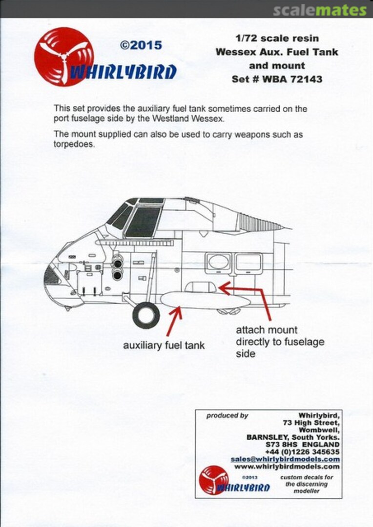 Boxart Wessex Aux. Fuel Tank and mount WBA72143 Whirlybird