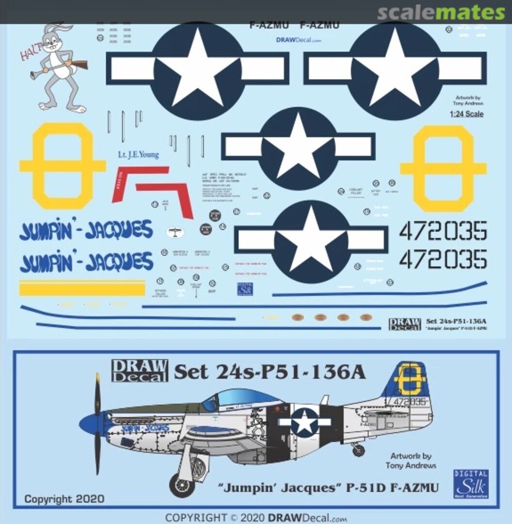 Boxart “Jumpin’ Jacques” P-51D F-AZMU 24-P51-136A Draw Decal