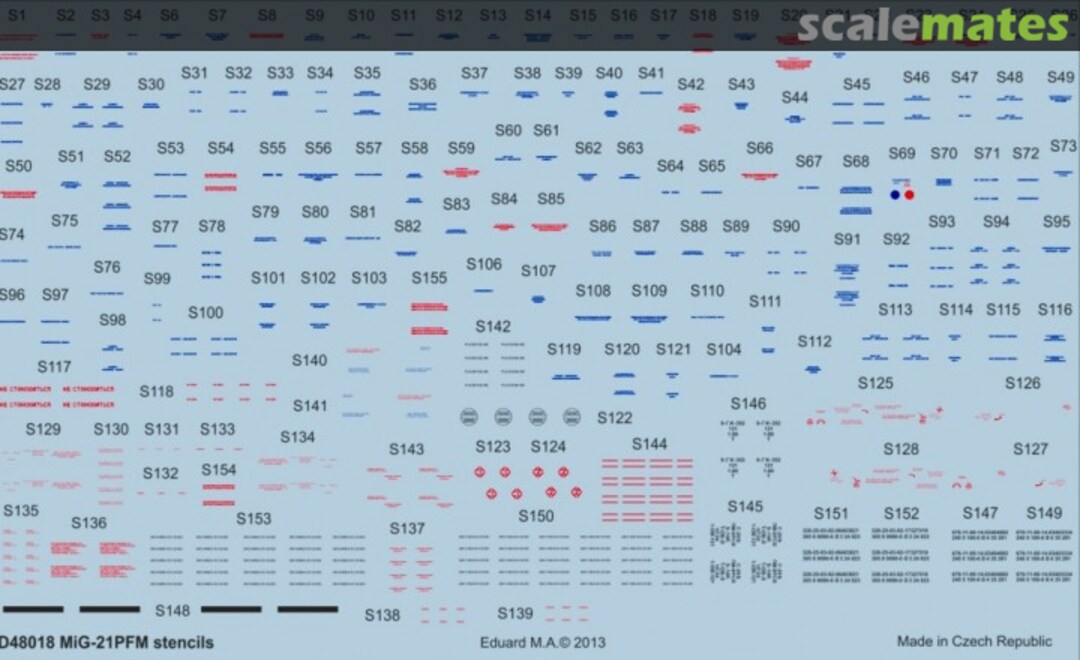 Boxart MiG-21PFM Stencils D48018 Eduard