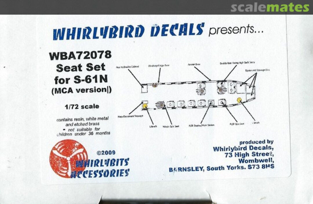 Boxart Seat set for S-61N (MCA version) WBA72078 Whirlybird