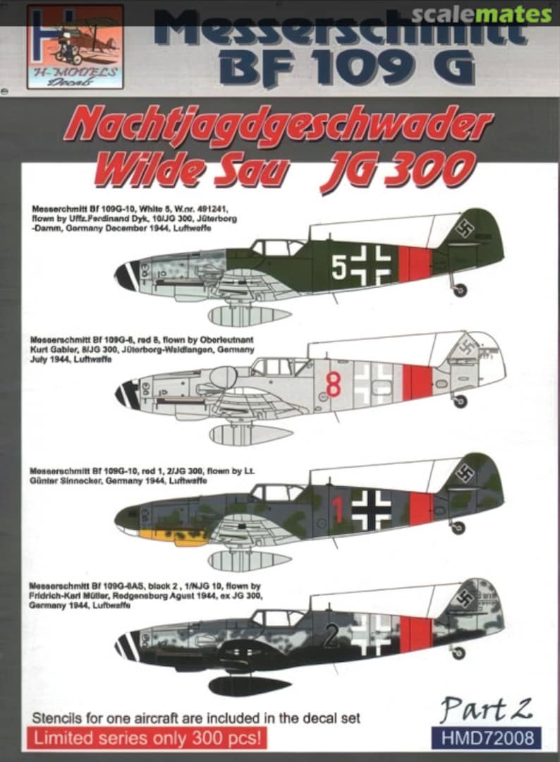 Boxart Messerschmitt Bf 109 G HMD72008 H-Models Decals