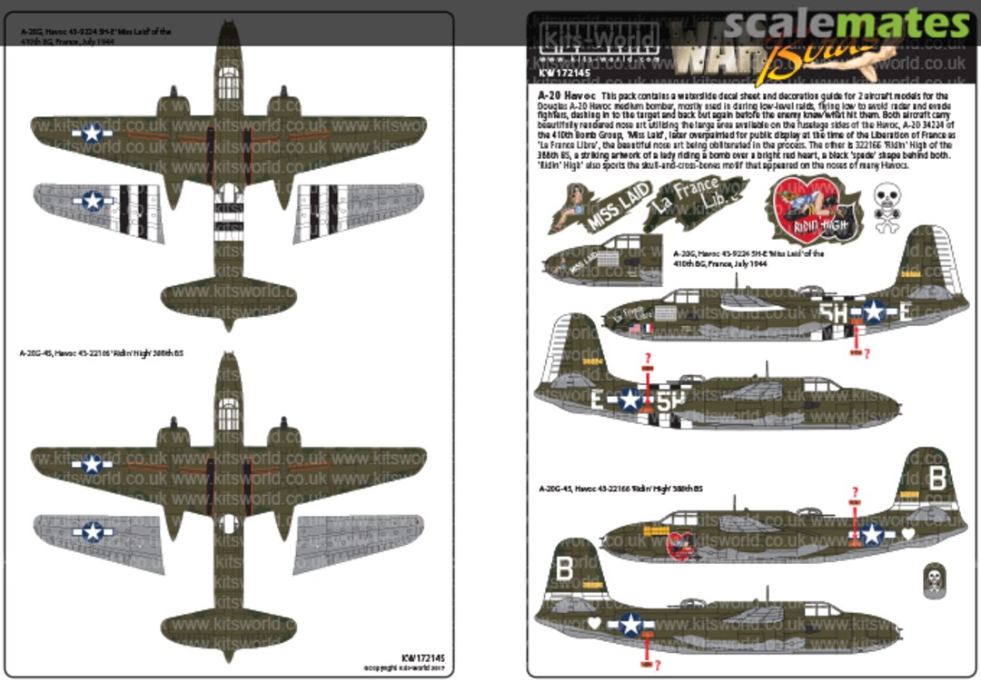 Boxart Douglas A-20G Havocs KW172145 Kits-World