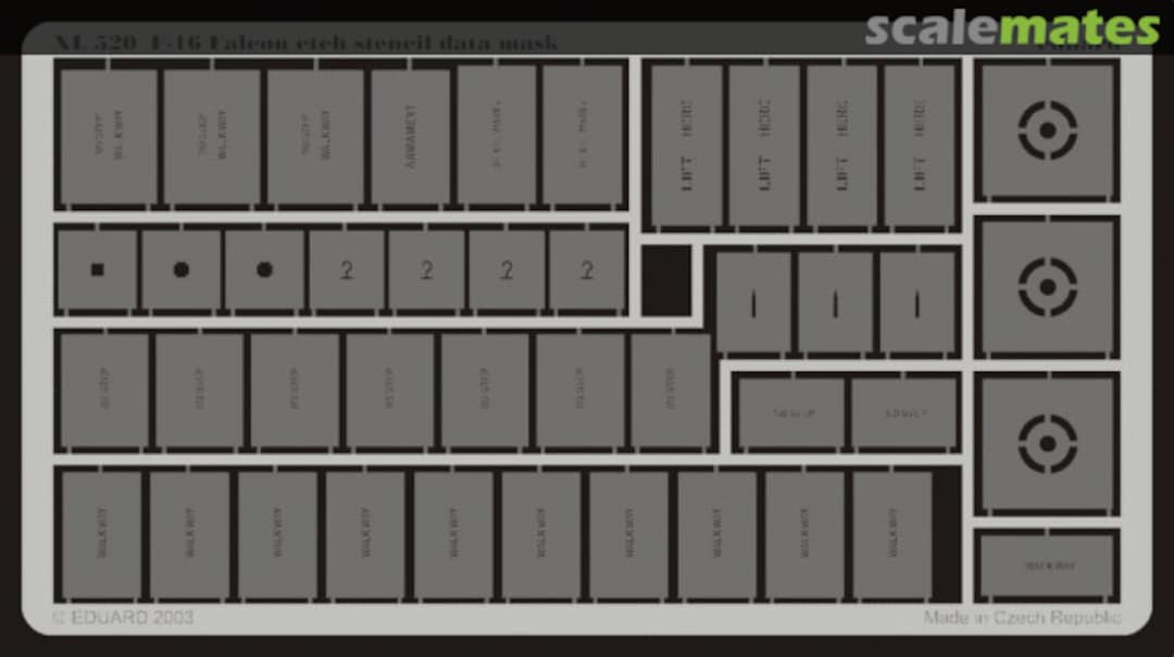 Boxart F-16 etch stencil data mask XL520 Eduard