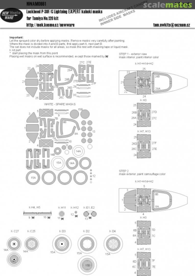 Boxart Lockheed P-38 F/G EXPERT kabuki masks NWAM0661 New Ware