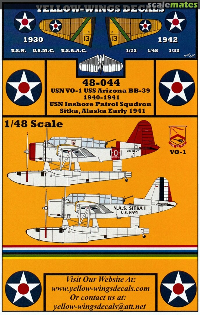 Boxart USN OS2U Kingfisher 48-044 Yellow-Wings Decals