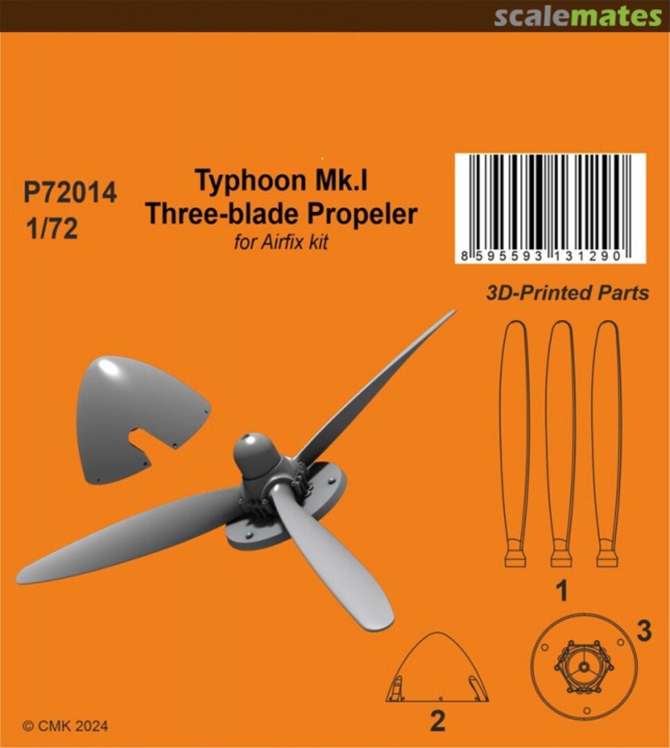 Boxart Typhoon Mk.I Three-blade Propeler P72014 CMK