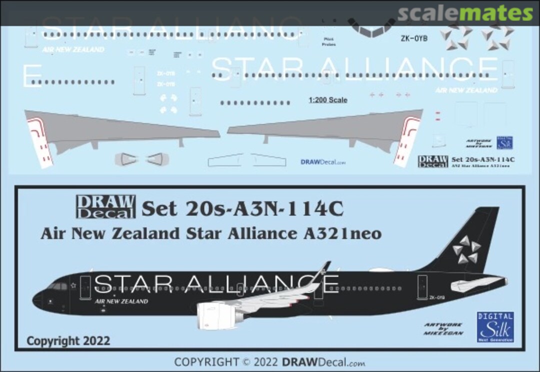 Boxart Air New Zealand Star Alliance A321neo 20-A3N-114C Draw Decal