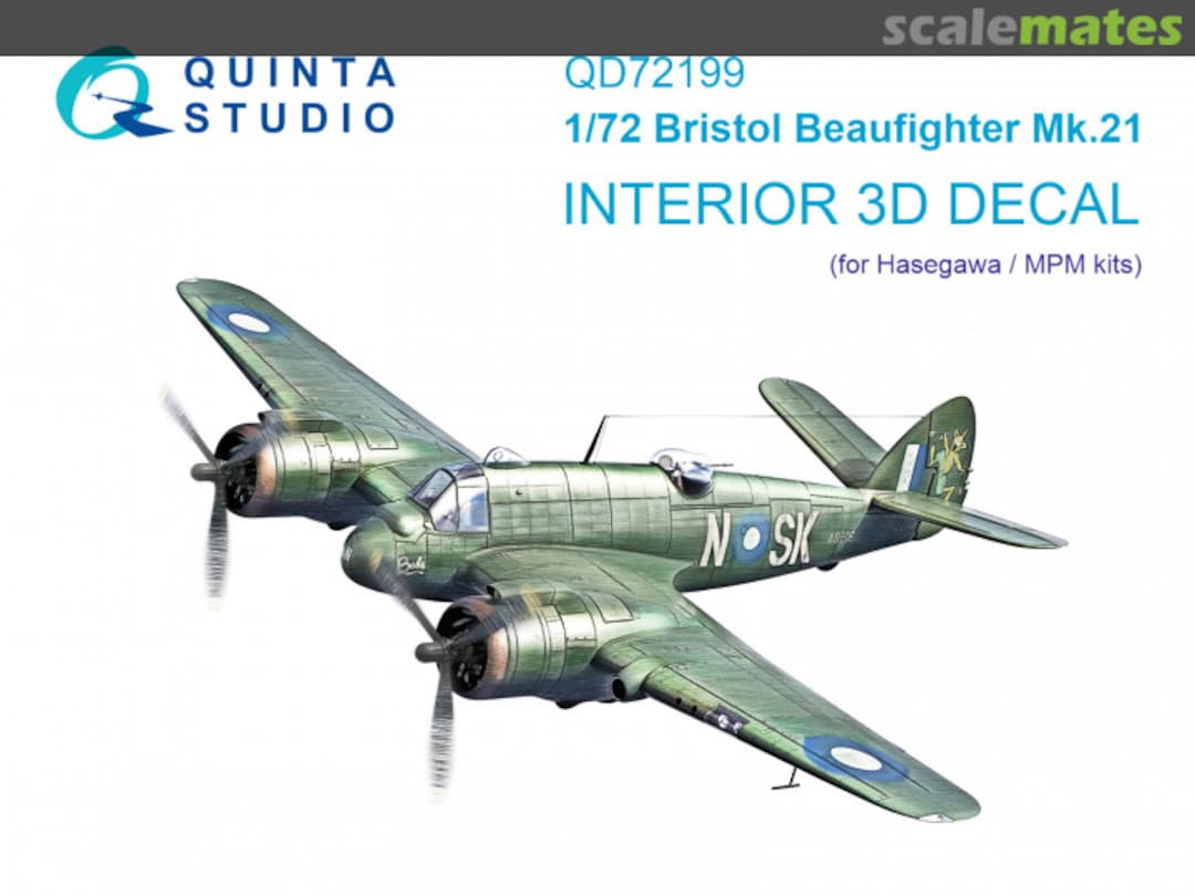 Boxart Bristol Beaufighter Mk.21 interior 3D decals QD72199 Quinta Studio