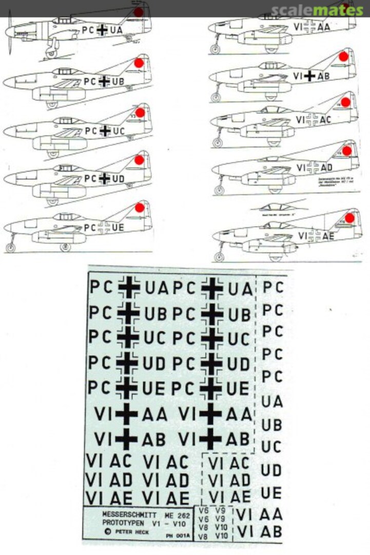 Boxart Messerschmitt Me 262 Prototypen V1 - V10 PH 001A Peter Heck