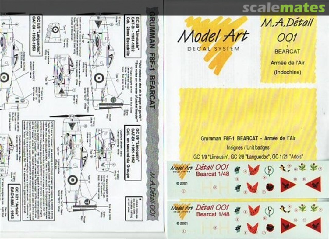 Boxart F8F-1 Bearcat (Indochine) 48/001 Model Art Decal System