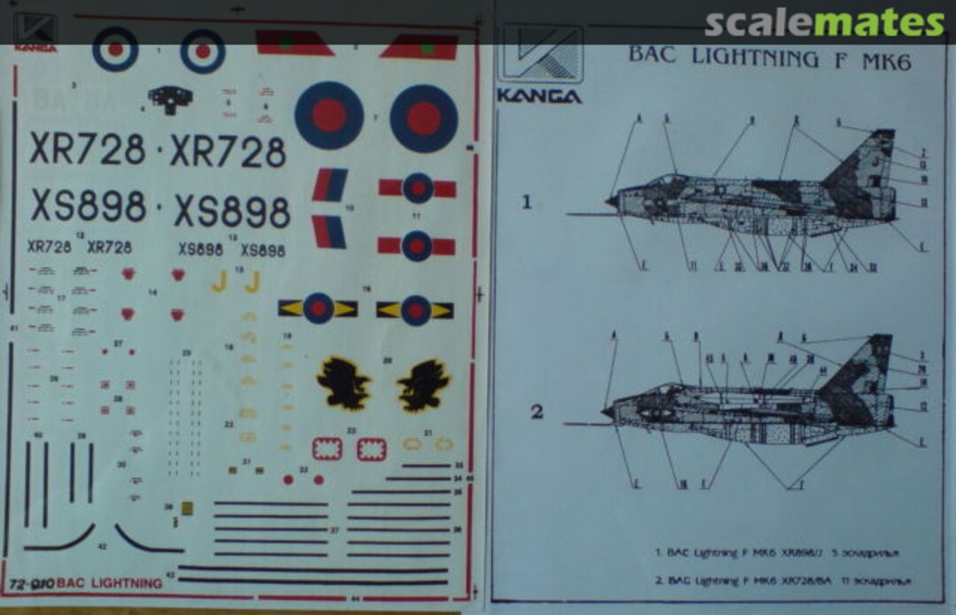 Boxart BAC Lightning F Mk6 72-010 Kanga Decals