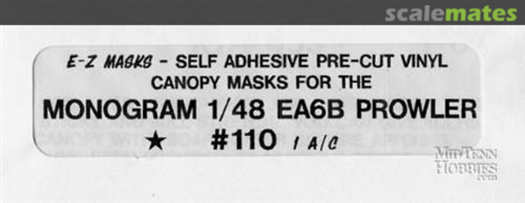 Boxart EA-6B Self-Adhesive Pre-Cut Vinyl Canopy Mask 110 E-Z Masks