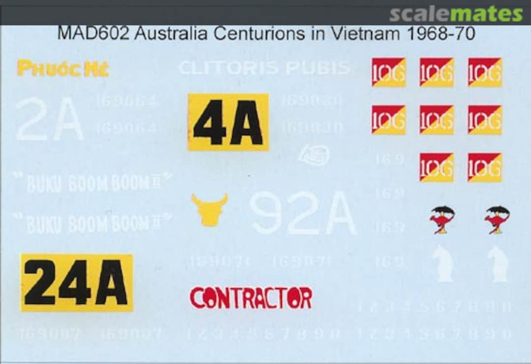 Boxart Australian Centurions in Vietnam 1968-1970 Decals (water-slide) MAD602 Mouse House Enterprises