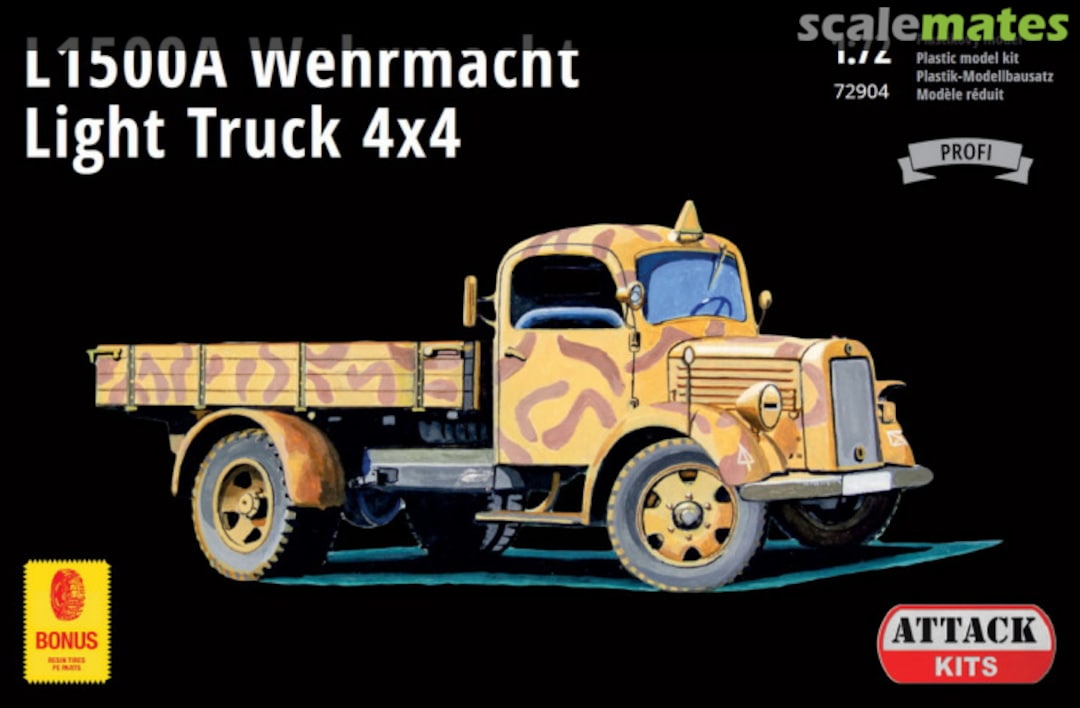 Boxart L1500A Wehrmacht Light Truck 4x4 72904 Attack Hobby Kits