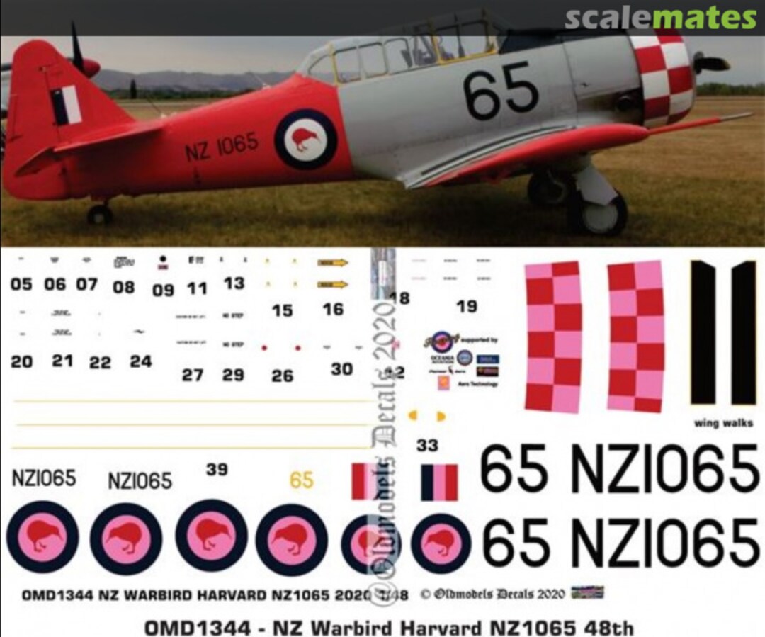 Boxart Warbird - Harvard NZ1065 OMD1344 Oldmodels Decals