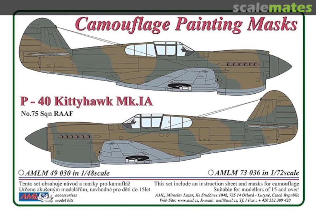 Boxart P-40 Kittyhawk Mk.IA No.75 Sqn RAAF AMLM 73 036 AML