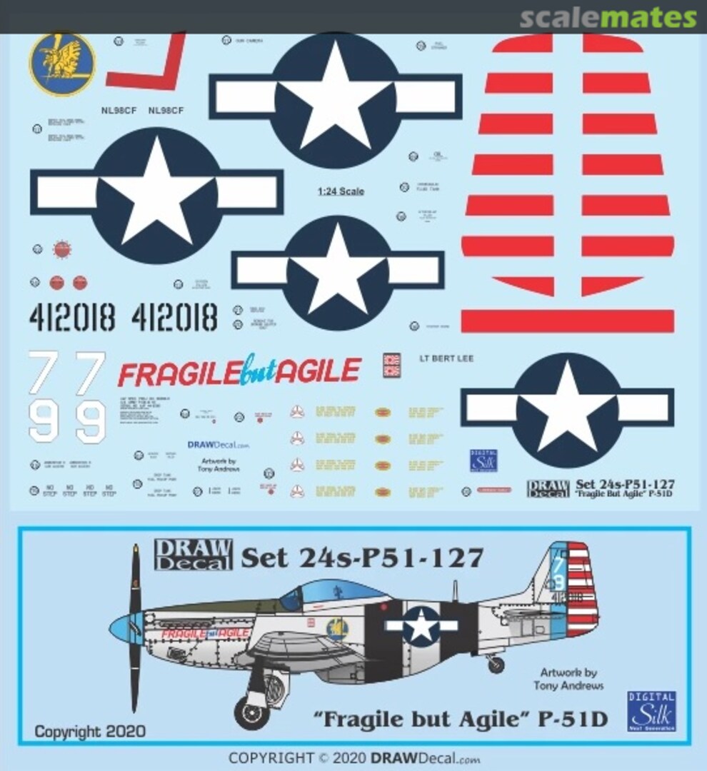 Boxart “Fragile but Agile” P-51D 24-P51-127 Draw Decal