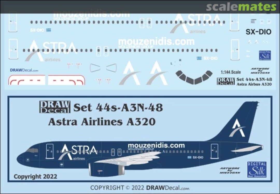 Boxart Astra Airlines A320 44-A3N-48 Draw Decal