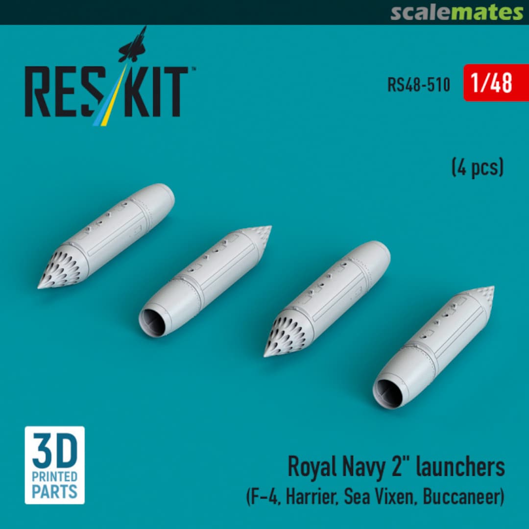 Boxart Royal Navy 2`` launchers (4 pcs) (F-4, Harrier, Sea Vixen, Buccaneer) (3D Printed) RS48-0510 ResKit