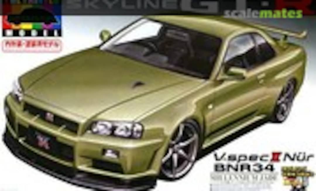 1:24 Skyline GT-R V-spec II Nür BNR34 Millennium Jade (Aoshima 047316)