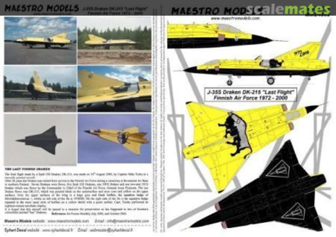 Boxart J35S Draken DK-215 Last flight MMD4802 Maestro Models