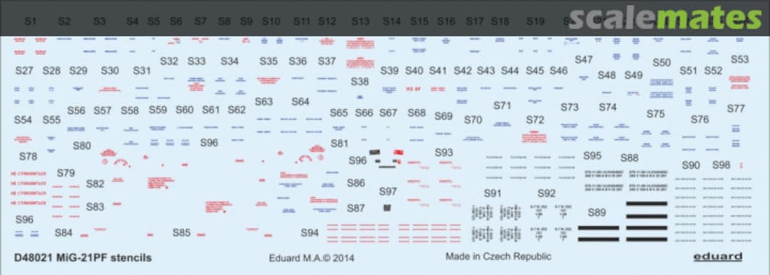 Boxart MiG-21PF Stencils D48021 Eduard