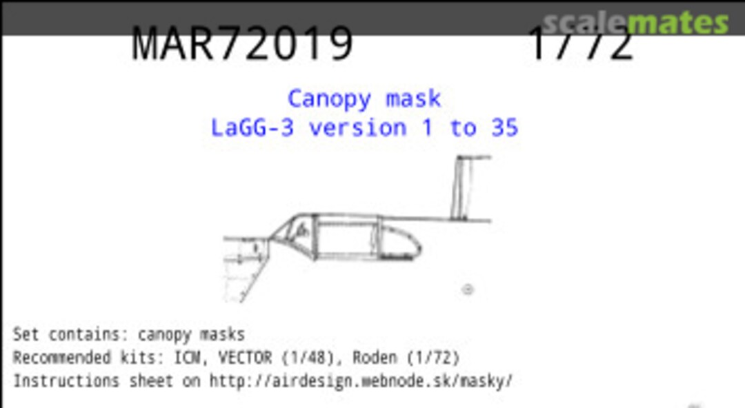 Boxart Mask for canopy LaGG-3 (version 1-35) MAR72019 AIRDESIGN.SK