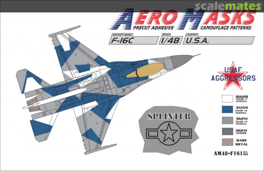 Boxart F-16C USA USAF Aggressors Splinter AM48-F1615 AeroMasks