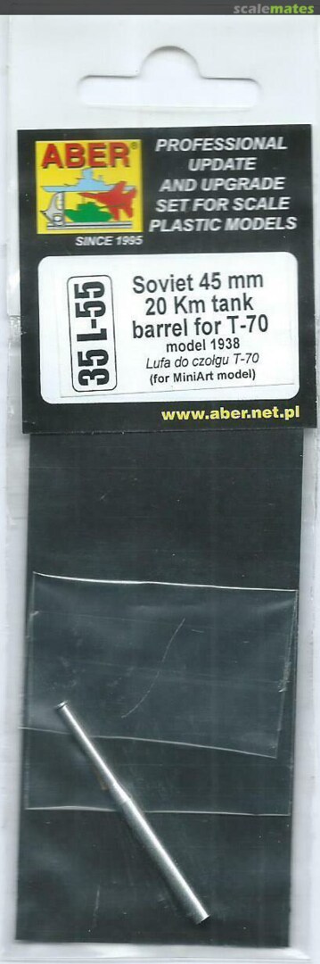 Boxart Soviet 45mm 20 Km tank barrel for T-70 model 1938 35 L-055 Aber