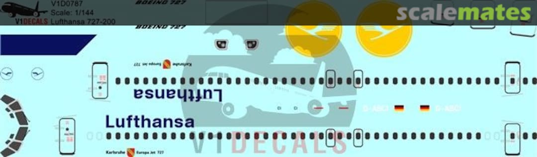 Boxart Lufthansa Boeing 727-200 V1D0787-144 V1 Decals