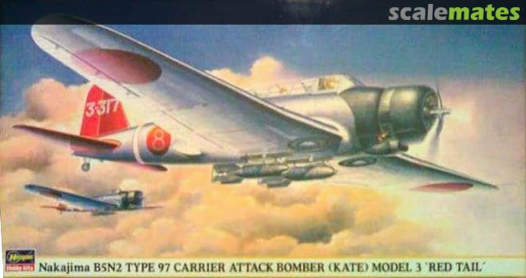 Boxart Nakajima B5N2 Type 97 Carrier Attack Bomber (Kate) Model 3 'Red Tail' 09442 Hasegawa