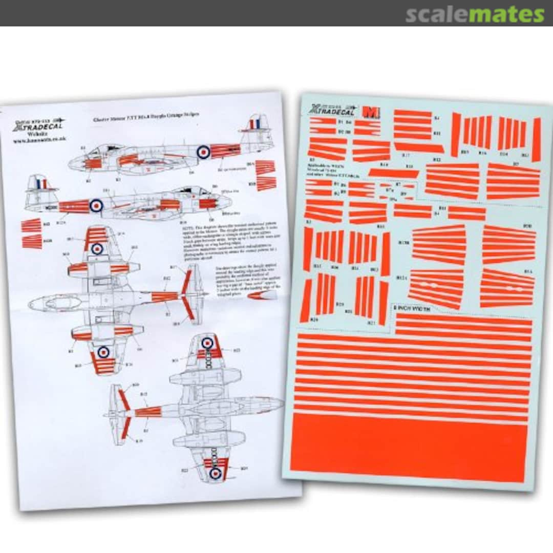 Boxart Gloster Meteor Etc Dayglow Orange Stripes X72-115 Xtradecal