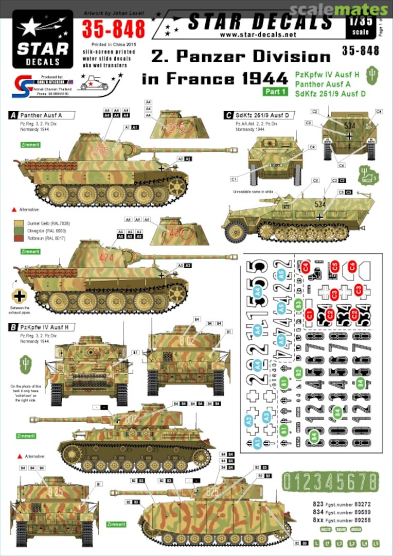 Boxart 2.Panzer Division in France 1944 Part 1 35-848 Star Decals