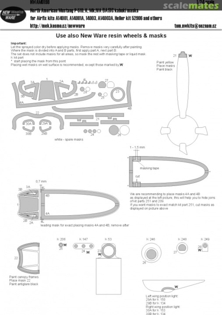 Boxart North American Mustang P-51D, K, Mk.IVA BASIC kabuki masks NWAM0198 New Ware