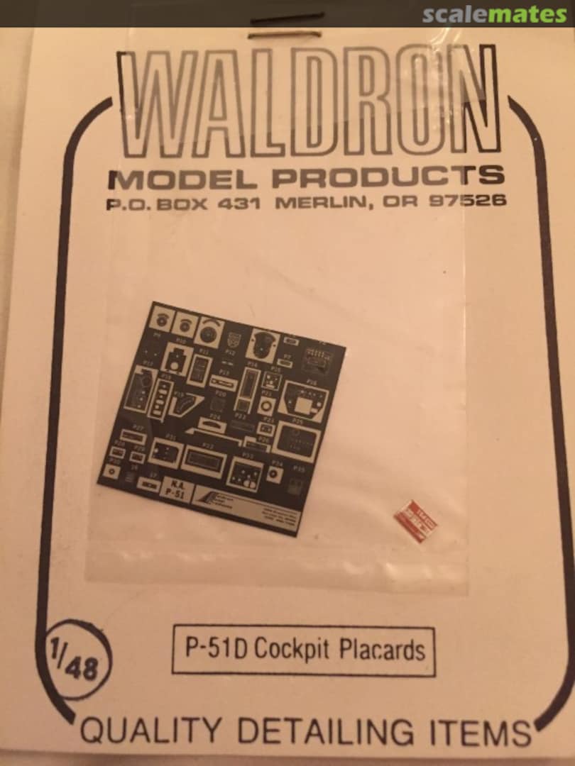 Boxart P-51D Cockpit Placards  Waldron Model Products