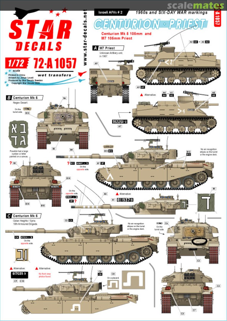 Boxart Centurion Mk 5 - M7 Priest 72-A1057 Star Decals